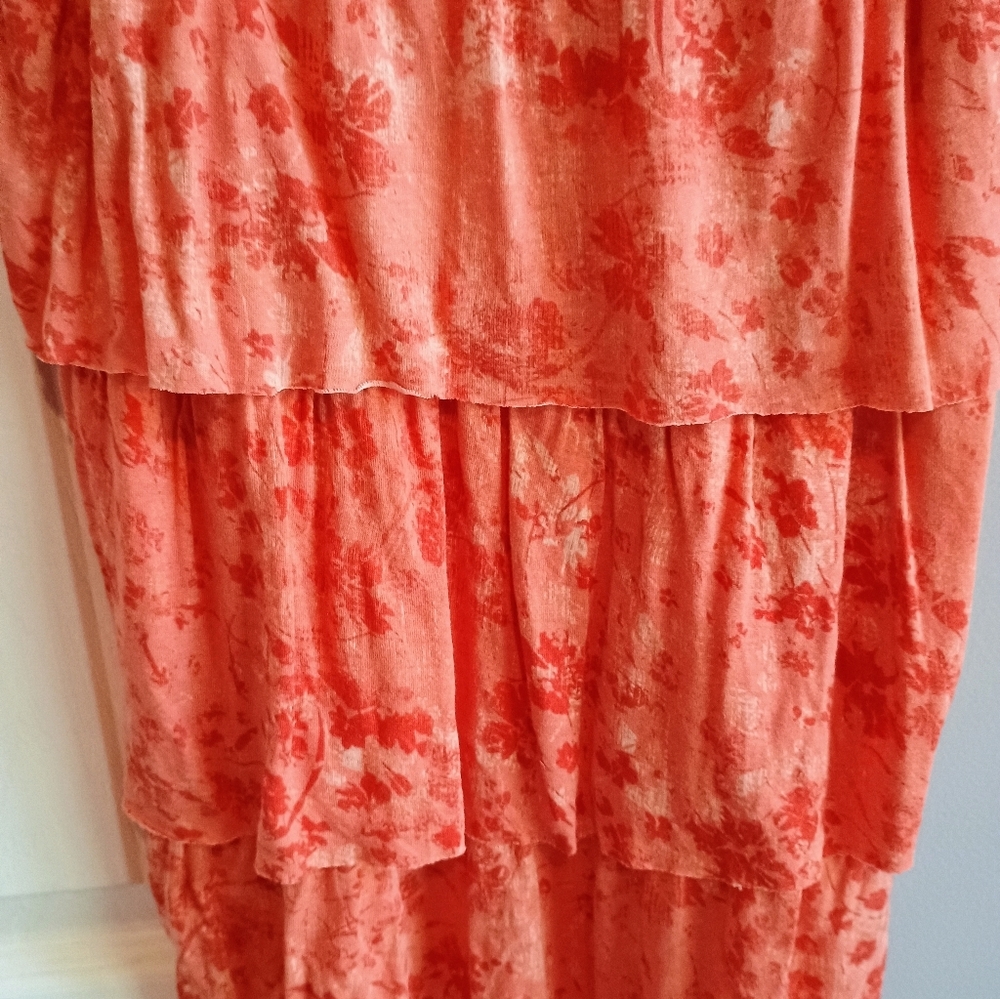 Y2K Mudd Crochet Tiered Spaghetti Strap Mini Sundress/Tank Size‎ Small Orange - Picture 8 of 12